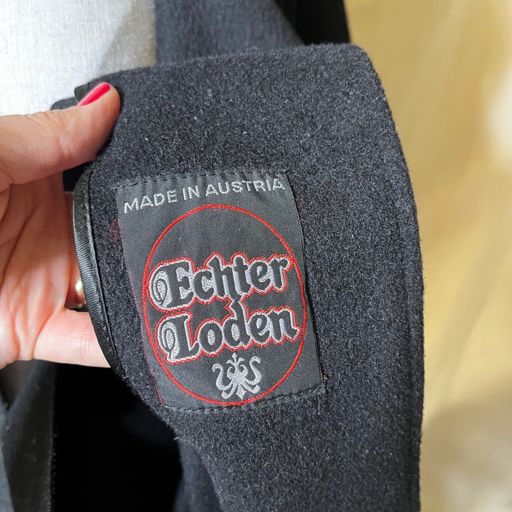 Echter Loden Austrian Wool Cape Coat Black Oversized Swing Coat 46 - Picture 5 of 8